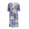 thumbnail image 5 of Ovzne Robes d'Été pour Femmes 2025 Robe pour Femme Robes d'Été pour Femmes avec Poches Imprimées Robes Amples à Col en V Manches Courtes Robes de Vacances Manches Courtes Imprimées Liquidation, 5 of 5