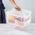 thumbnail image 4 of Sterilite Convenient Home 2-Tier Layer Stack Carry Storage Box, Clear (16 Pack), 4 of 12