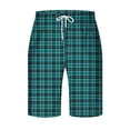 thumbnail image 3 of Diufon Men's Casual Shorts Spring Summer Wide Leg Loose Plaid Printed Elastic Waisted Drawstring Sport Shorts, 3 of 4