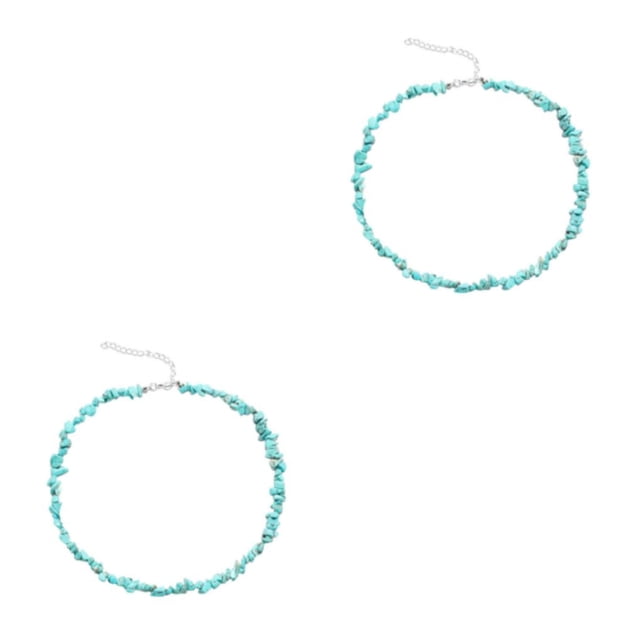 Decodeary Collier Unique pour Femme en Pierre de Cristal Fait à la Main avec Perles en Quartz Naturel Accent en Cristal Pierre Naturelle Ras-de-Cou en Quartz Bleu Vert Ensemble de 2
