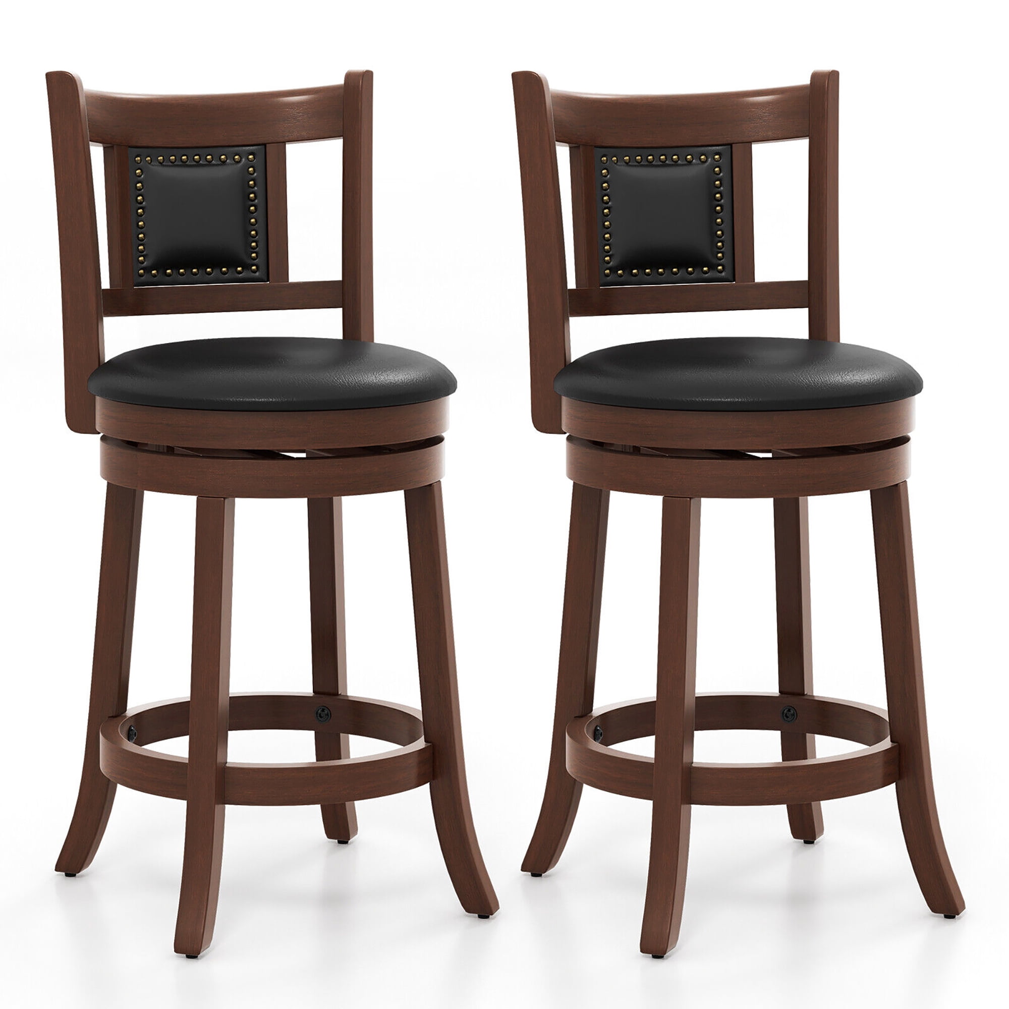 Gymax 25.5'' Swivel Bar Stool Set of 2 Counter Height Bar Stools Armless Chairs for Pub