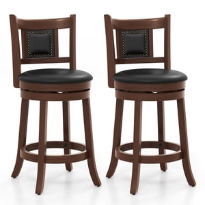 Gymax 25.5'' Swivel Bar Stool Set of 2 Counter Height Bar Stools Armless Chairs for Pub