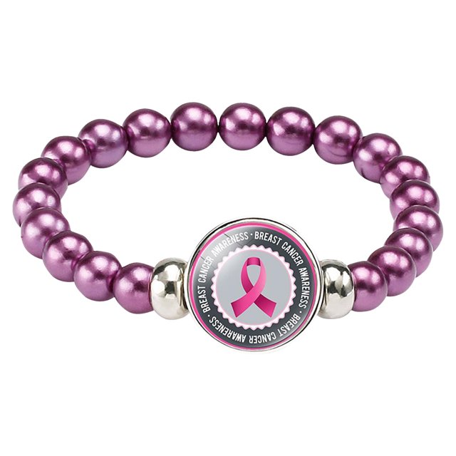 Cancer Awareness Bracelet Ribbon Charm Jewelry For Women Support Strength Inspirational