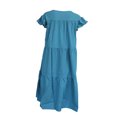 thumbnail image 4 of Faithtur Robe Mi-Longue Ample pour Femmes, Style Décontracté d'Été, Couleur Unie, Col Rond, Manches Volantes, Jupe Froncée, 4 of 5