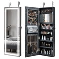 thumbnail image 1 of Costway LED Mirror Jewelry Cabinet Wall/Door Mounted  47" Armoire 3 Color Light Black, 1 of 10