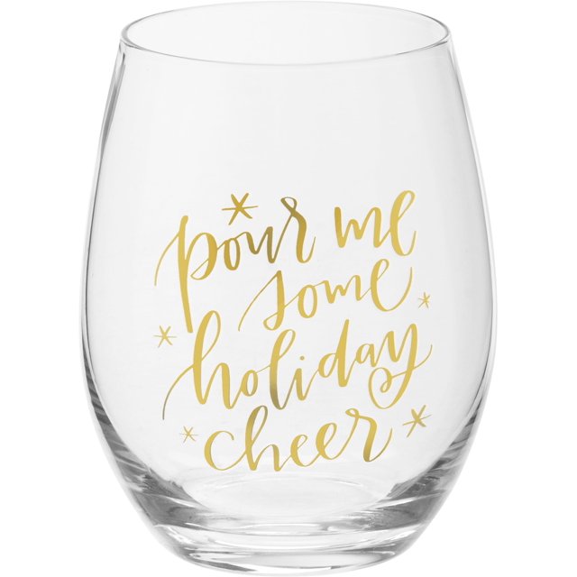 Primitives by Kathy Stemless Wine Glass - Pour Me Some Holiday Cheer