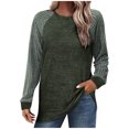 thumbnail image 1 of yoeyez Tunique en Tricot pour Femmes, Chandails à Manches Torsadées Patchwork, Col Ras du Cou Raglan, Chemises à Manches Longues, Hauts Mode Automne 2024, Vert, TG, 1 of 5