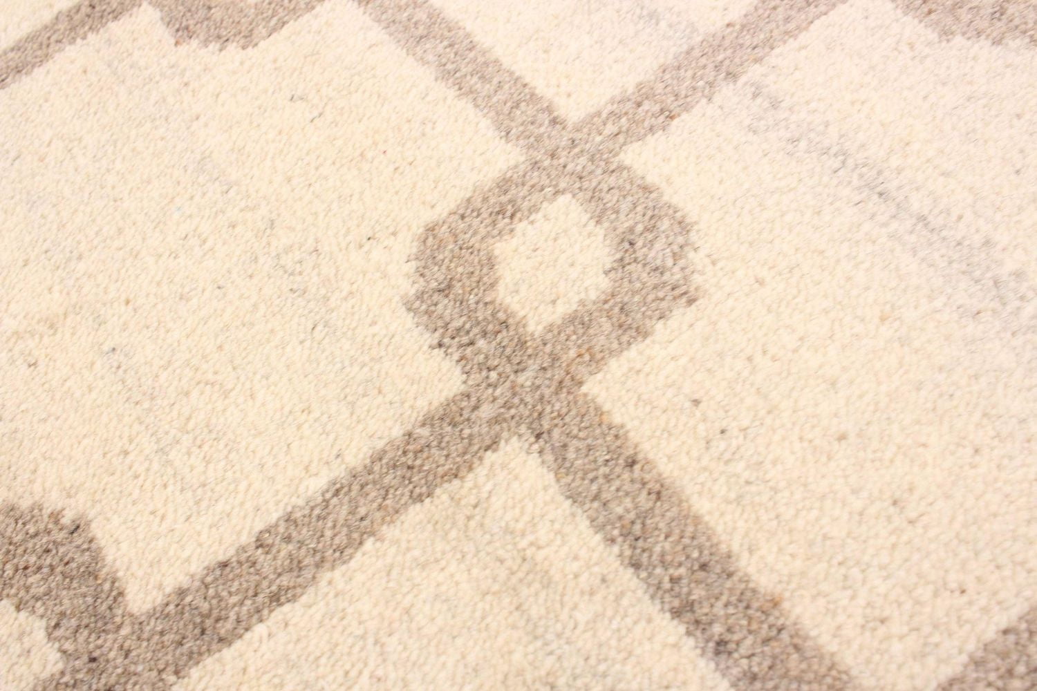 ECARPETGALLERY Tapis Noué à la Main pour Salon, Salle à Manger et Chambre à Coucher Marocain Collection Tangier 4'11" x 7'8" en Ivoire
