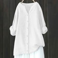 thumbnail image 2 of Penkiiy Womens Pullover Sweatshirt Plus Size,3/4 Sleeve Shirts V Neck Collared Button Down Shirt Tops with Pockets 3XL White, 2 of 4