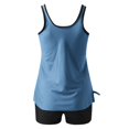 thumbnail image 5 of RKSTN Tankini Swimsuits for Women Summer Fashion Solid ColorConservative Two Piece Set Bathing Suits with Boyshorts Loose Plus Size Round Neck Sleeveless Pleated Swimsuits, 5 of 5