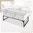 thumbnail image 3 of Gymax Table Basse à Fini Lustré avec DEL, Dessus en Faux Marbre et Verre Trempé, 4 Casiers de Rangement, Blanc, 3 of 10