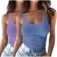 thumbnail image 1 of Plebaso 2 Pack Ribbed Tank Tops for Women Spaghetti Strap Slim Tops Scoop Neck Sleeveless Summer Tops, 1 of 4
