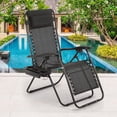 thumbnail image 2 of FDW Chaise Zéro Gravité, Chaise Longue Zéro Gravité, Lot de 1/2 Chaise de Pelouse Pliante Inclinable Réglable Chaises de Patio avec Oreiller et Table d'Appoint pour Piscine Cour avec Porte-Gobelet (1, Noir), 2 of 8