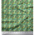 thumbnail image 1 of Soimoi Green Moss Georgette Fabric Diamond & Triangle Geometric Print Sewing Fabric Yard 42 Inch Wide, 1 of 2