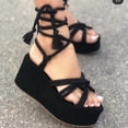 thumbnail image 1 of SMihono Sandals Womens Summer Plus Size Summer Ladies Women Shoes Flat Bottom Slope Heel Wrap And Crossed Hemp Rope Sandals Slipper On Clearance, 1 of 4