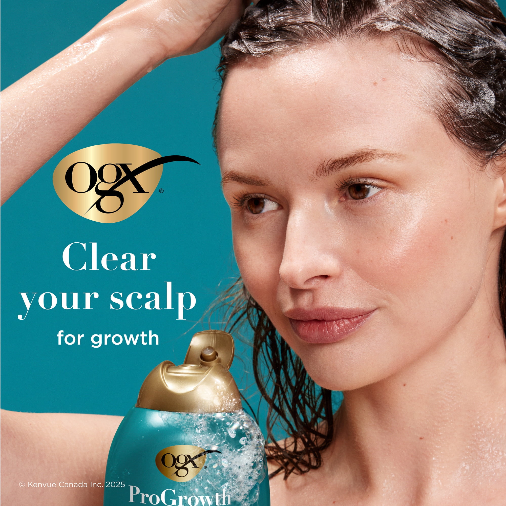 OGX Procroissance + Peptide Shampoing Clarifiant, Shampoing Exfoliant Doux pour le Cuir Chevelu Favorise la Pousse Naturelle des Cheveux en Éliminant l'Accumulation sur le Cuir Chevelu, 1.5 % d'Acide Mandélique