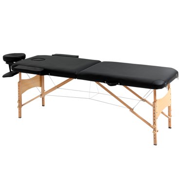 Table de Massage à 2 Sections Lit Spa Table de Canapé pour le Visage Pliable avec Étui de Transport