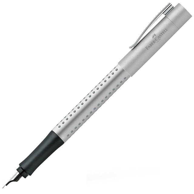 Faber-Castell 140992 Grip 2011 Silver Fountain Pen, Extra Fine