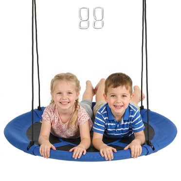 Outsunny Saucer Swing Giant Hanging Tree Swing, Nest Web Rope Seat, Blue