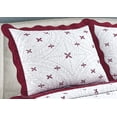 thumbnail image 2 of Marina Decoration Embroidered Stitching Coverlet Bedspread Ultra Soft Solid Bedding Summer Quilt Set with Quilted Sham, Red Floral Pattern, 2 of 5