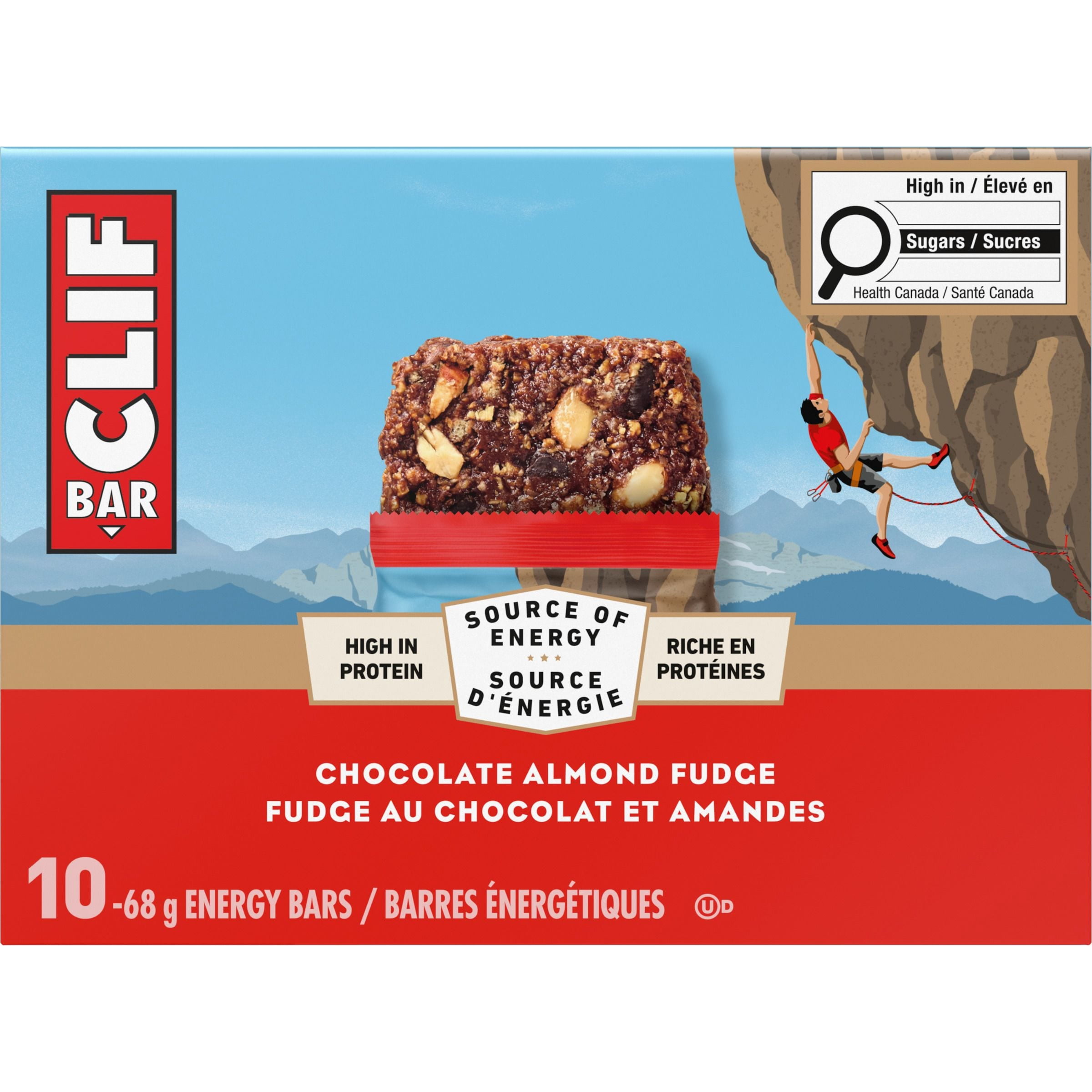 CLIF BAR Barres Énergétiques, Fondant au Chocolat et Amandes, Barre Granola, Riche en Protéines, Contient 70 % d'Ingrédients Biologiques