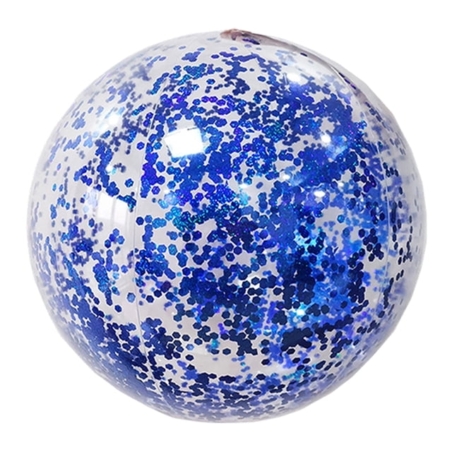 Blue Pvc Inflatable Beach Ball Glitter Transparent Water Play Toy 15.74 Inches Outdoor Floating Ball For Pool Lake Summer Games