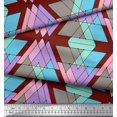 thumbnail image 2 of Soimoi Tissu Satin Modal Rouge Tissu à Imprimé Géométrique Triangulaire au Mètre 42 Pouces de Large, 2 of 3