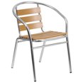 thumbnail image 1 of Commercial Aluminum Indoor-Outdoor Restaurant Stack Chair with Triple Slat Faux Teak Back, 1 of 9