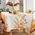 thumbnail image 4 of Fall Thanksgiving Tablecloth, Pumpkin Maple Pine Cones Thanksgiving Round Table Cloth 60 x 60 for Farmhouse Decor,Perfect for Kitchen Dinner, Restaurant ,Outdoor Holiday Picnic Table Cover, 4 of 5