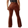 thumbnail image 2 of Women Bootcut Yoga Pants Tummy Control Workout Bootleg Velvet Trouser, 2 of 5