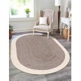 thumbnail image 1 of Indian Handmade Braided White Border with Inner Gray Natural Jute Area Rug, Home Décor Rug, Jute Rug for Bedroom, Dining Room, living room, Doormat Rug Size - 8' x 10' Oval (240 cm x 300 cm), 1 of 5
