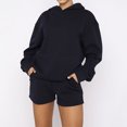 thumbnail image 4 of IROINNID Survêtement pour Femmes Ensemble 2 Pcs Réduit Ensemble Uni Survêtement Chandail Sport Sans Capuche Ensembles Tenue de Jogging, Bleu, 4 of 8