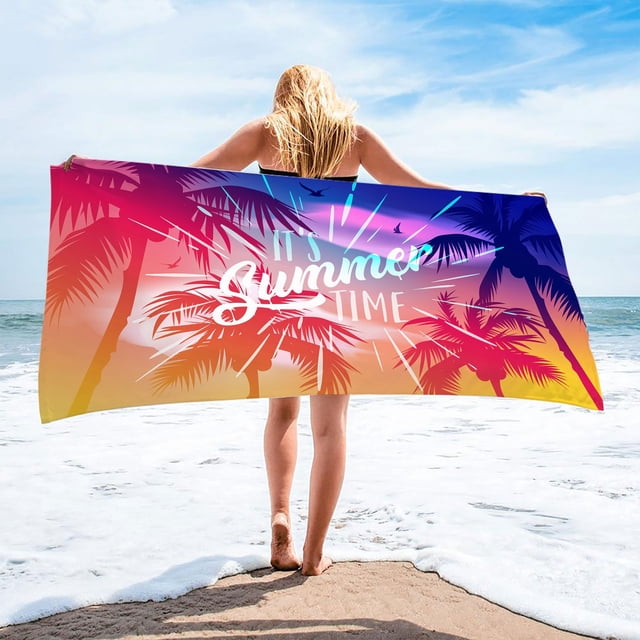 LSLJS Beach Towel Summer Beach Essentials Microfiber Beach Towels Super Lightweight Colorful Bath Towel Sandproof Beach Blanket Multi-Purpose Towel for Travel Swimming Pool 30x60 Inch