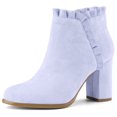 thumbnail image 1 of Unique Bargains Bottines à Talon Épais à Volants pour Femmes, 1 of 5