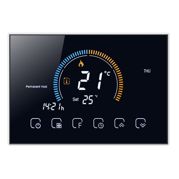 Smart Thermostat, Large 4.8in Color Backlit LCD Screen, Customizable Temperature, Memory Function, Programmable Modes for Water Gas AC95-240V with Temperature Controller