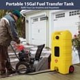 thumbnail image 3 of BeesClover 15 Gallon Portable Fuel Tank with Wheels, Red Gas Caddy with Manual Siphon Pump & 10FT Hose, T-Handle for Easy Carry, Included for Cars, ATVs, Boats, 3 of 7