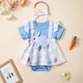 thumbnail image 2 of MIASHUI Robe Barboteuse pour Bébé Fille à Manches Courtes, Justaucorps à Volants, Ourlet de Jupe, Tenue, Bleu, 12-18 Mois, 2 of 4