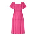 thumbnail image 5 of Économies d'Été Liquidation 2025 Bovxnpu Robe d'Été pour Femmes, Robes Maxi Décontractées Boho Plage, Mode Femmes Robe d'Été Décontractée Col Carré Manches Courtes Robe Unie TTG, 5 of 5