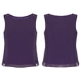 thumbnail image 5 of Oyolan Débardeur en Mousseline Uni pour Femme, Col Rond, Camisole Décontractée Sans Manches, Hauts Habillés, Violet, M, 5 of 5