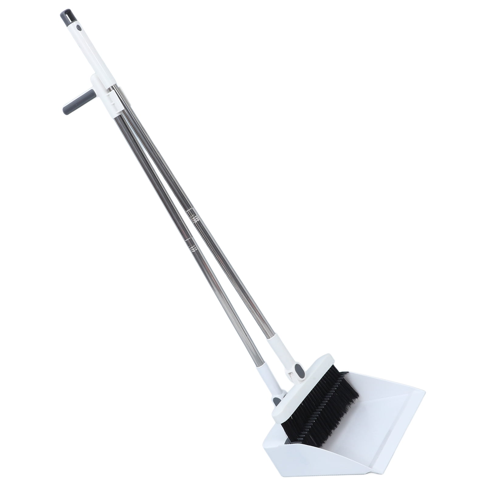 WRISTBIQUE White Foldable Broom with Dustpan Set Detachable Handle for Easy Storage and Use