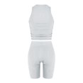 thumbnail image 4 of Ensembles Deux Pièces pour Femmes Tenues Deux Pièces Été Sans Manches Col Rond Hauts Shorts Pantalons Ensemble Femmes Ensembles 2 Pcs Tenues Été en Liquidation, 4 of 5