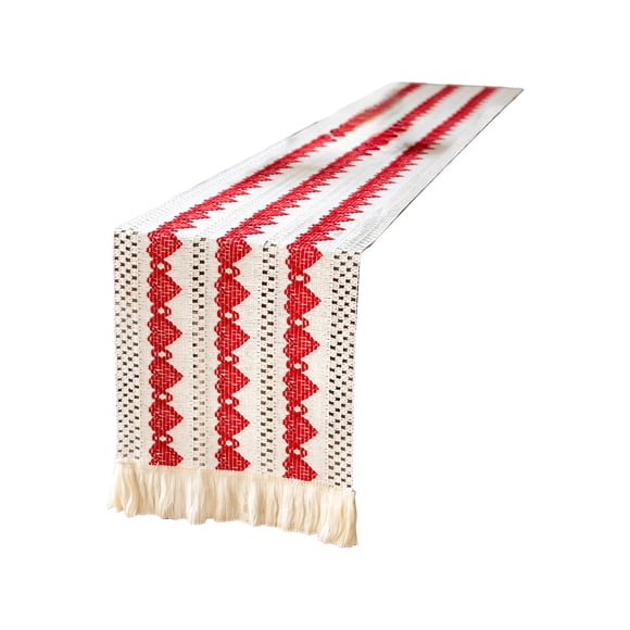 Boho Table Runner Macrame Woven Polyester Table Runner With Tassels For Dining Room Bedroom Decoration 30 in x 140 cm And 30 in x 180 cm