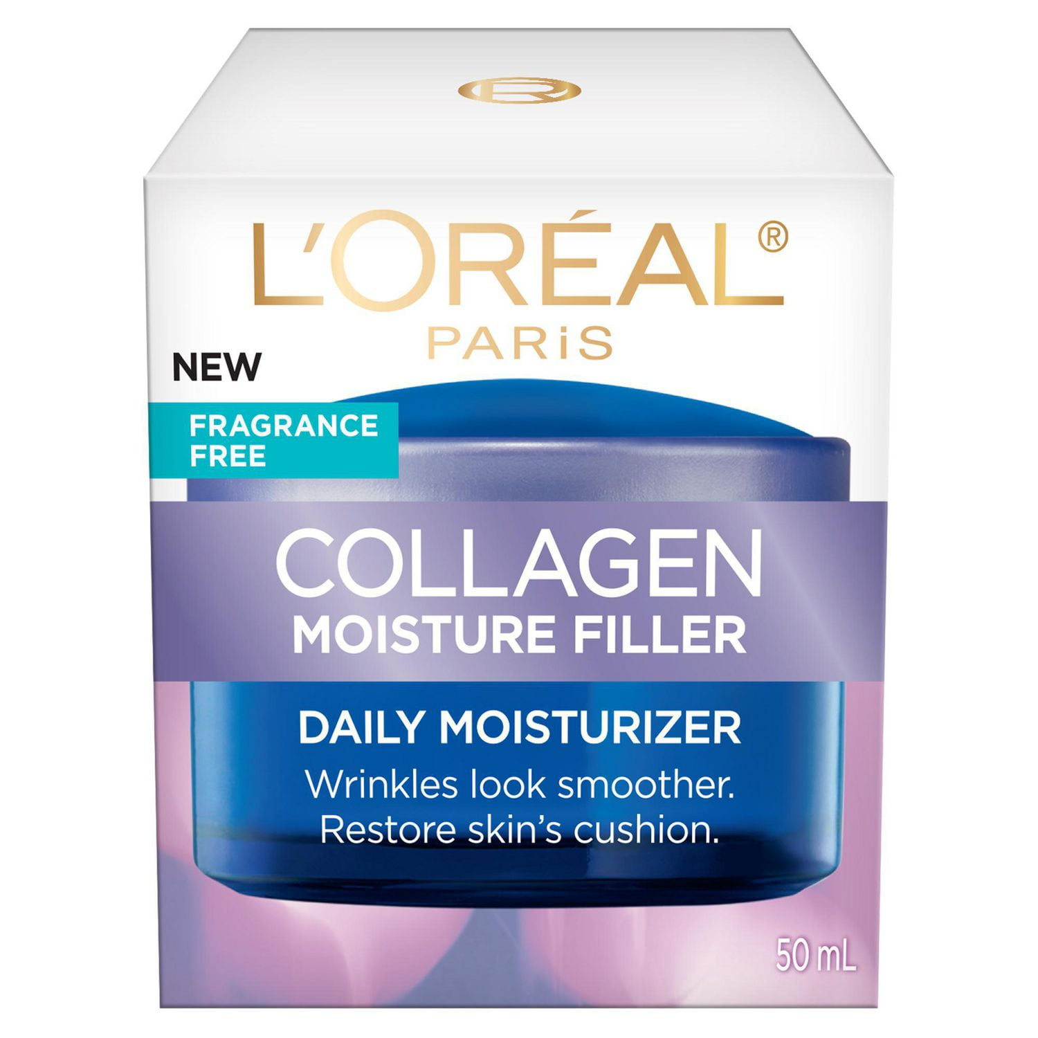 L'Oréal Paris Crème de jour hydratant anti-âge pour le visage avec collagène, sans parfum, 50mL