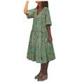 thumbnail image 1 of Birdeem Womens Casual V-Neck Printed Short Sleeved Dress, 1 of 7
