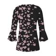 thumbnail image 5 of IROINID Chemises Grande Taille Réduites pour Femmes Col Rond Manches Longues Trompette Quotidienne Basique Boutonnée Tunique Plissée T-shirts Blouses, Pink, 5 of 5
