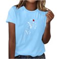 thumbnail image 1 of yievot Chemises pour Femmes Mode Manches Courtes Col Rond Impression de la Saint-Valentin Chandail Décontracté T-Shirt Hauts Chemise, 1 of 5