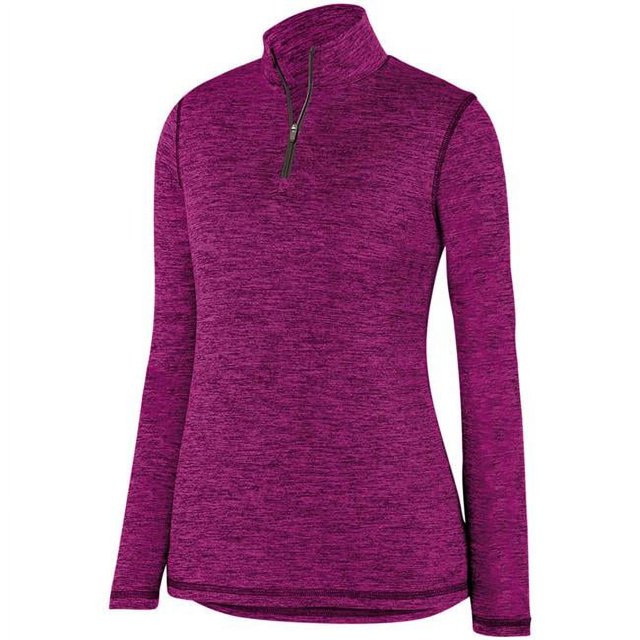 ASI 2957.809.L Ladies Intensify Black Heather 1 by 4 Zip Pullover, Power Pink - Large