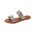 thumbnail image 2 of Styesk Womens Sandals Summer New Large Size Casual Flat Bottom Rhinestone Line Beach Slippers, 2 of 6