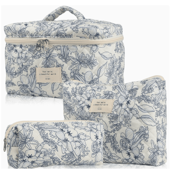 Women's Travel Cosmetic Bag Toiletry Bag Set Women's Quilted Toiletry Bag With Floral Pattern Make Up Bag Make Up Bag Cosmetic Bag For Women And Girls A4 Cosmeti