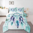 thumbnail image 1 of Ensemble de Literie Attrape-Rêves Hippie Format Grand, Couette Ombrée Sarcelle Grand pour Filles, Insert de Couette Papillon Bleu, Ensemble de Courtepointe Dégradé Aquarelle, Style Exotique Plumes Tribales, Couettes et Ensembles de Literie, 1 of 6